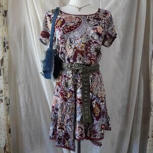 Silence + Noise Boho Paisely Rayon Mini Dress M